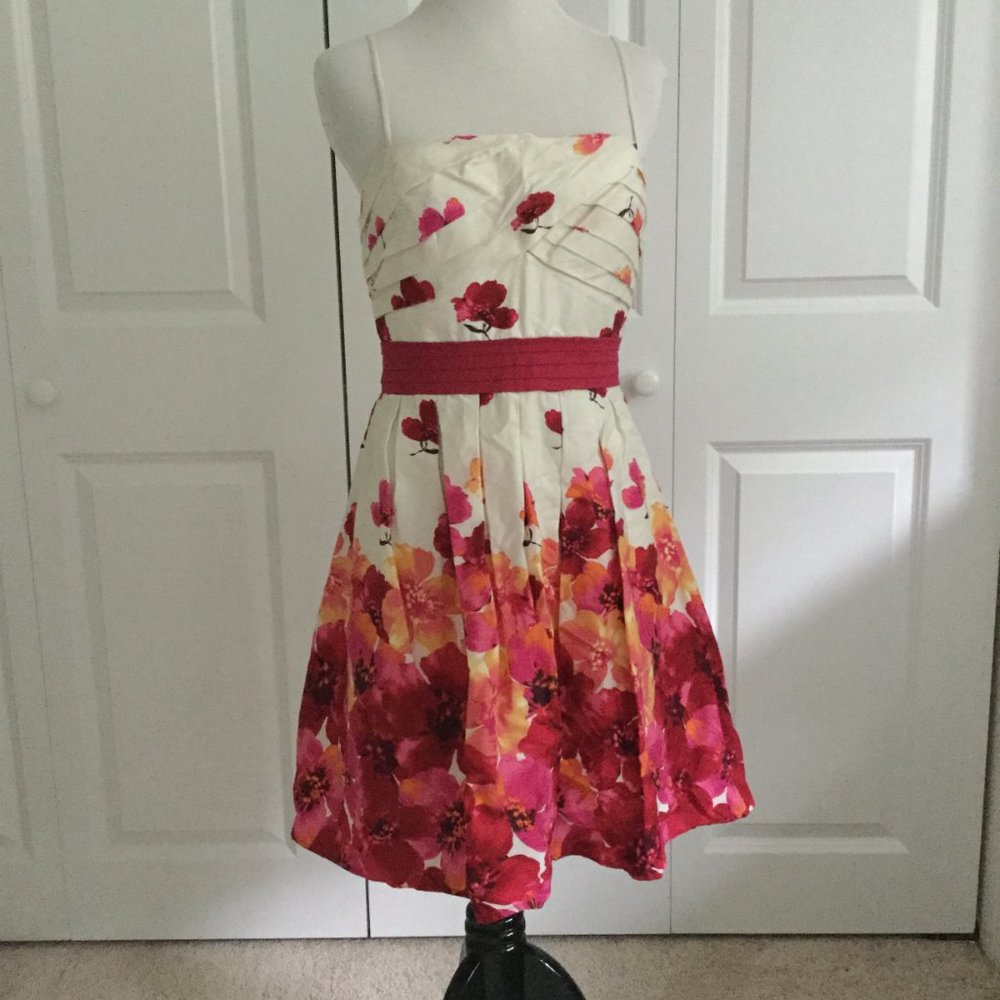 Ivory floral fit and flare semi-formal dress NWT Junior 9